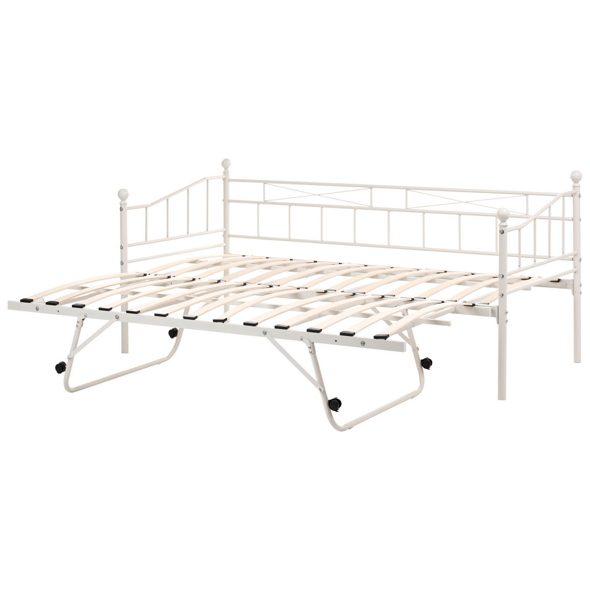 DNEVNA POSTELJA kovina 90/200 cm raztegljiva bež Louannec - bež, kovina (99/96/215cm) - Beliani