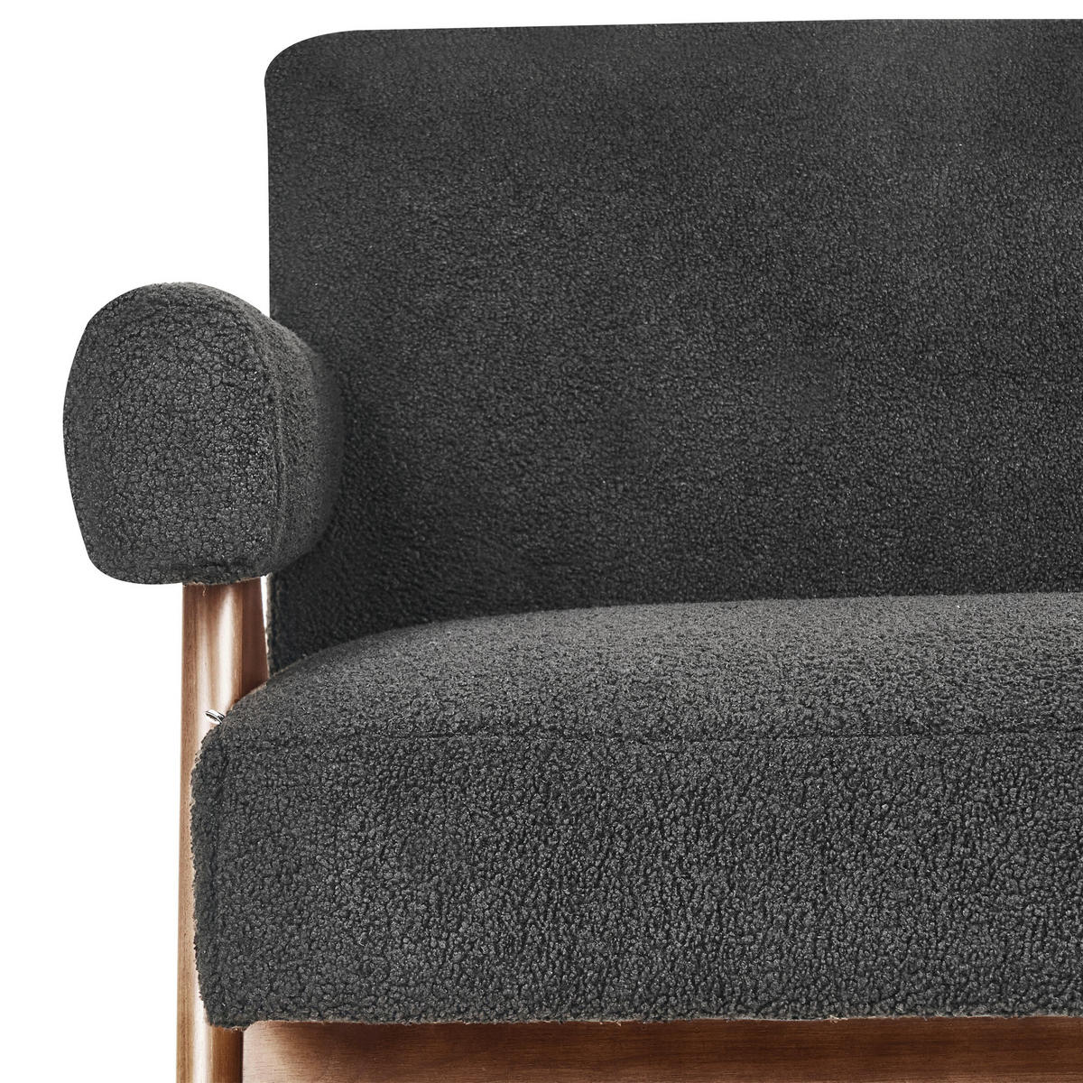 2-SITZER-SOFA Bouclé Schwarz/Dunkelbraun Tamre - Schwarz, Textil (148/79/78cm) - Beliani