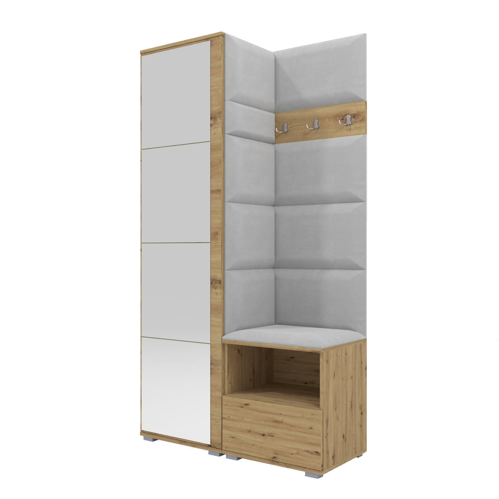 XXXLutz Garderoben-Set Eiche Artisan, Grau 100x187x40 cm