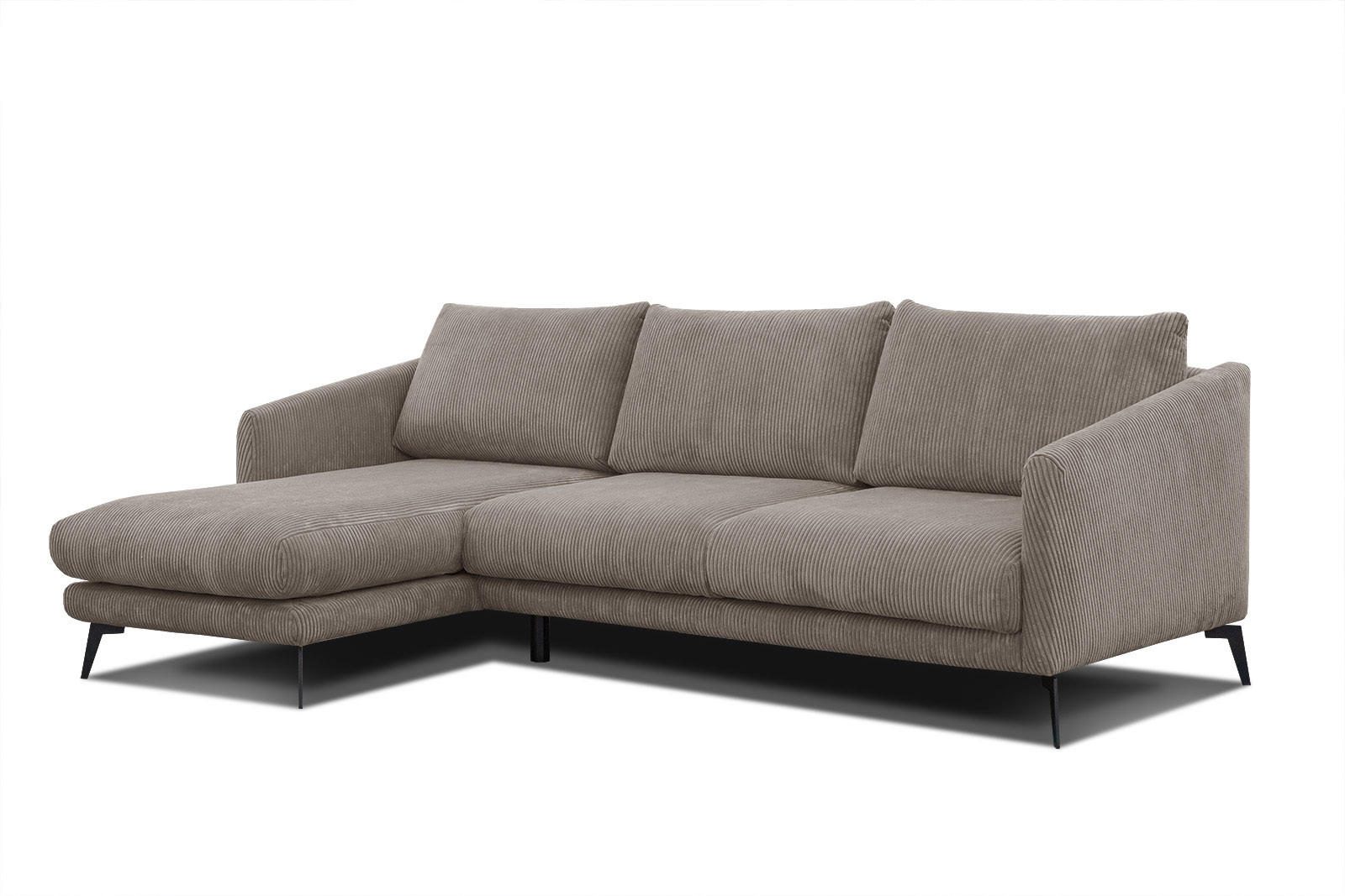 ECKSOFA VILT 4-Sitzer, taupe - Taupe/Schwarz, Holzwerkstoff/Textil (156/255cm) - Courtois Laville