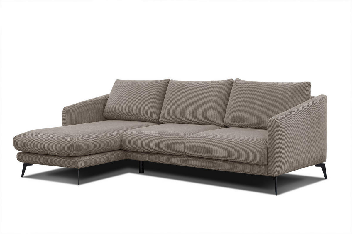 ECKSOFA VILT 4-Sitzer, taupe - Taupe/Schwarz, Holzwerkstoff/Textil (156/255cm) - Courtois Laville