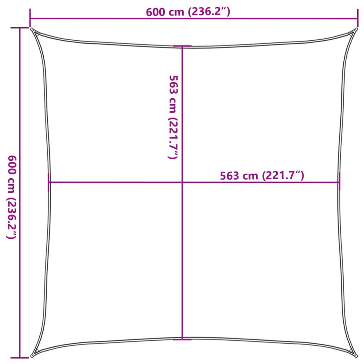 SONNENSEGEL Hellgrau 6/6 M 100% Polyester Oxford - Grau, Textil (600/600cm) - vidaXL