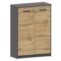 KOMMODE 2D2P Anthrazit-Wotan Eiche 77/35/108 cm - Anthrazit/Eiche Wotan, Holzwerkstoff (77/108/35cm) - Matkam Möbel