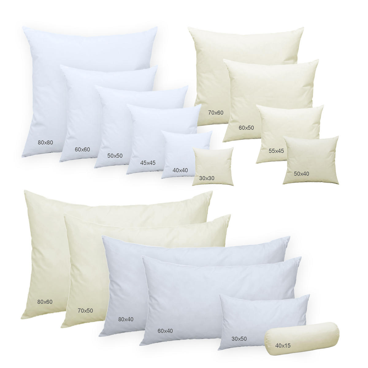 FEDERKISSEN 45/45 cm Baumwolle - Creme, Textil (45/45cm) - TiborTex