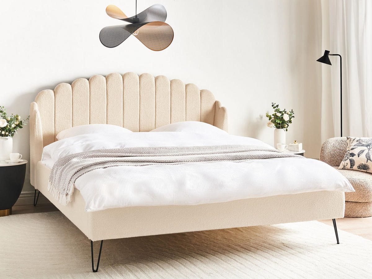 POLSTERBETT mit Lattenrost 180x200 cm Beige Ambillou - Beige, Textil (180/200cm) - Beliani