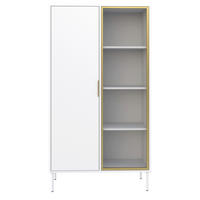 VITRÍNA Vena Biela 90 cm - biela/zlatá, kov/kompozitné drevo (90/160.2/40cm) - Selsey