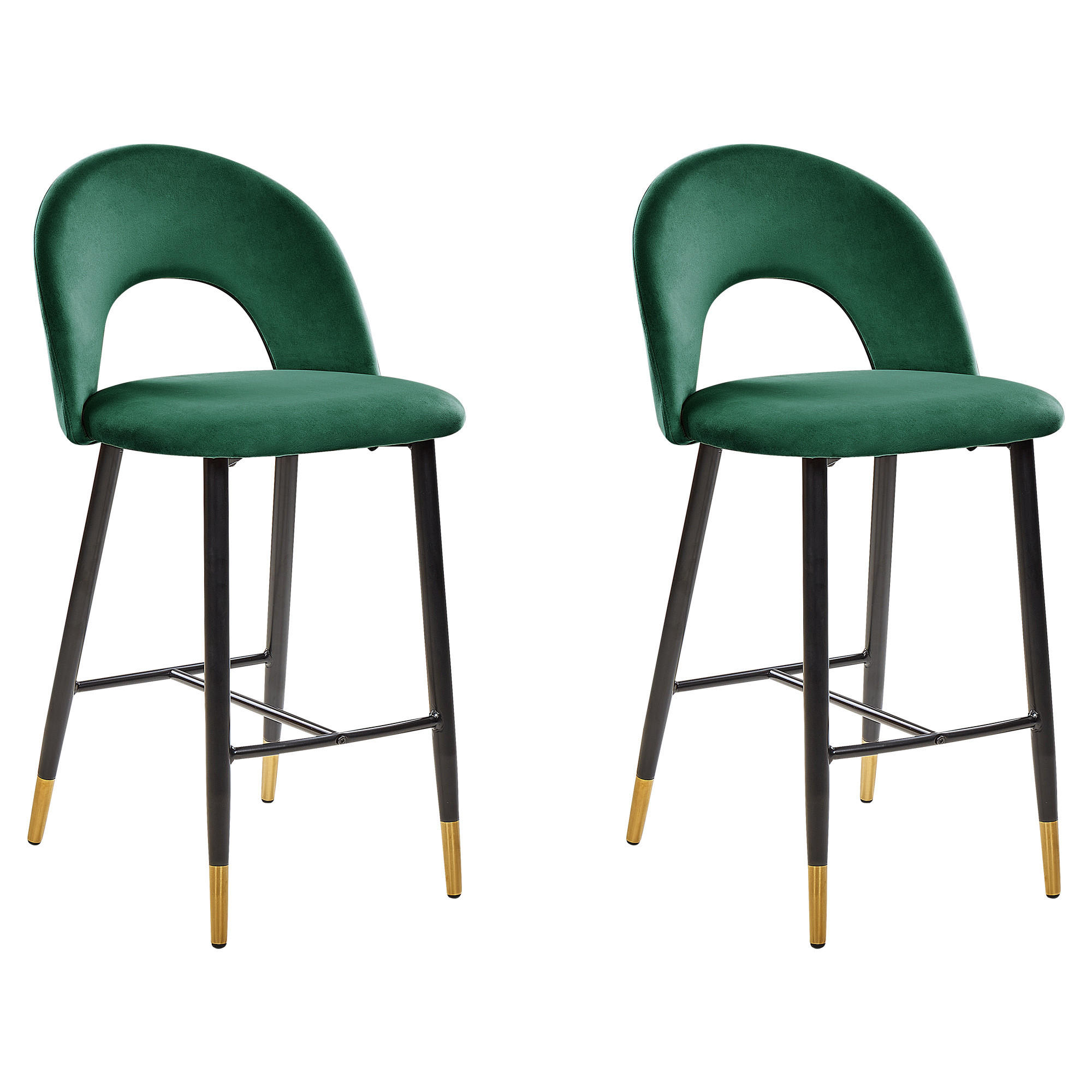 BARSTUHL 2er-Set Samtstoff Grün Falton - Grün, Textil/Metall (48/98/49cm) - Beliani