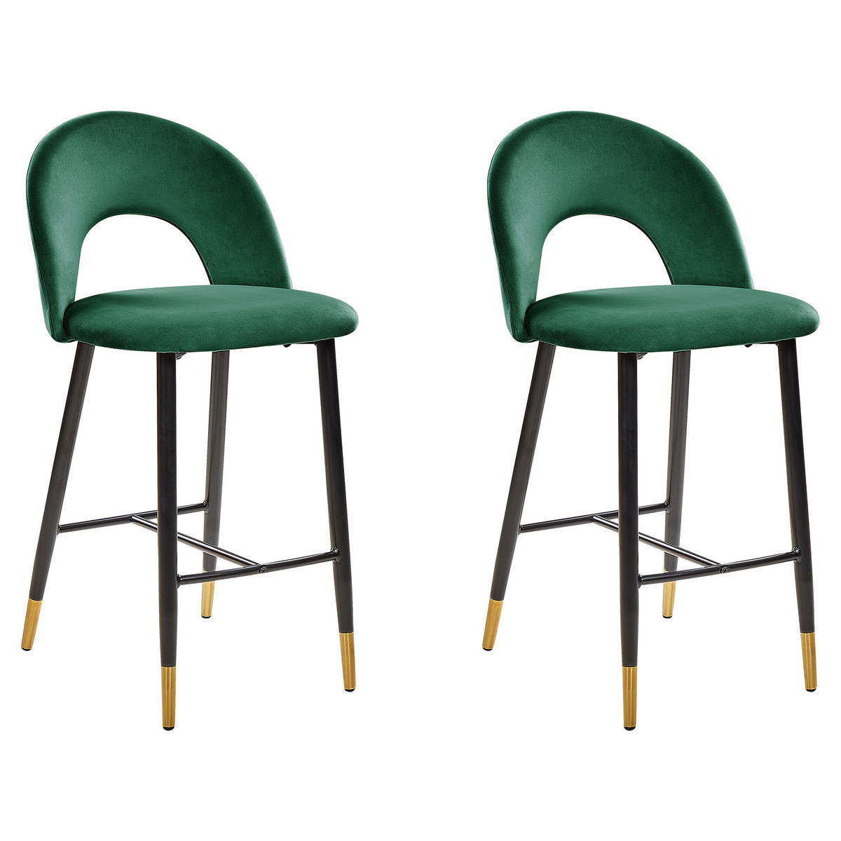 BARSTUHL 2er-Set Samtstoff Grün Falton - Grün, Textil/Metall (48/98/49cm) - Beliani