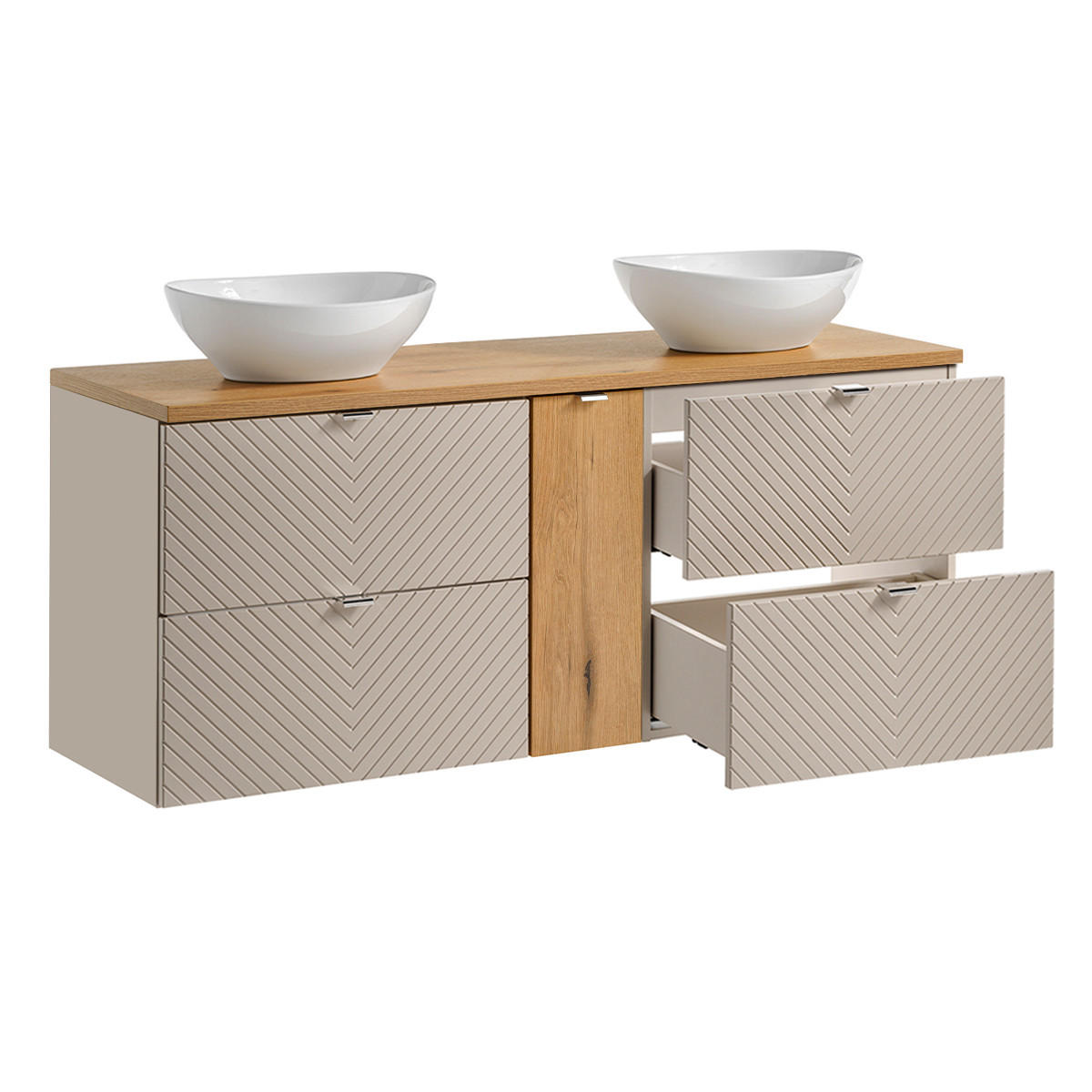 BADMÖBEL 140.4cm Manoa 2er-Set Kaschmir - Beige, Holzwerkstoff (140.4/59/40cm) - Petits-meubles