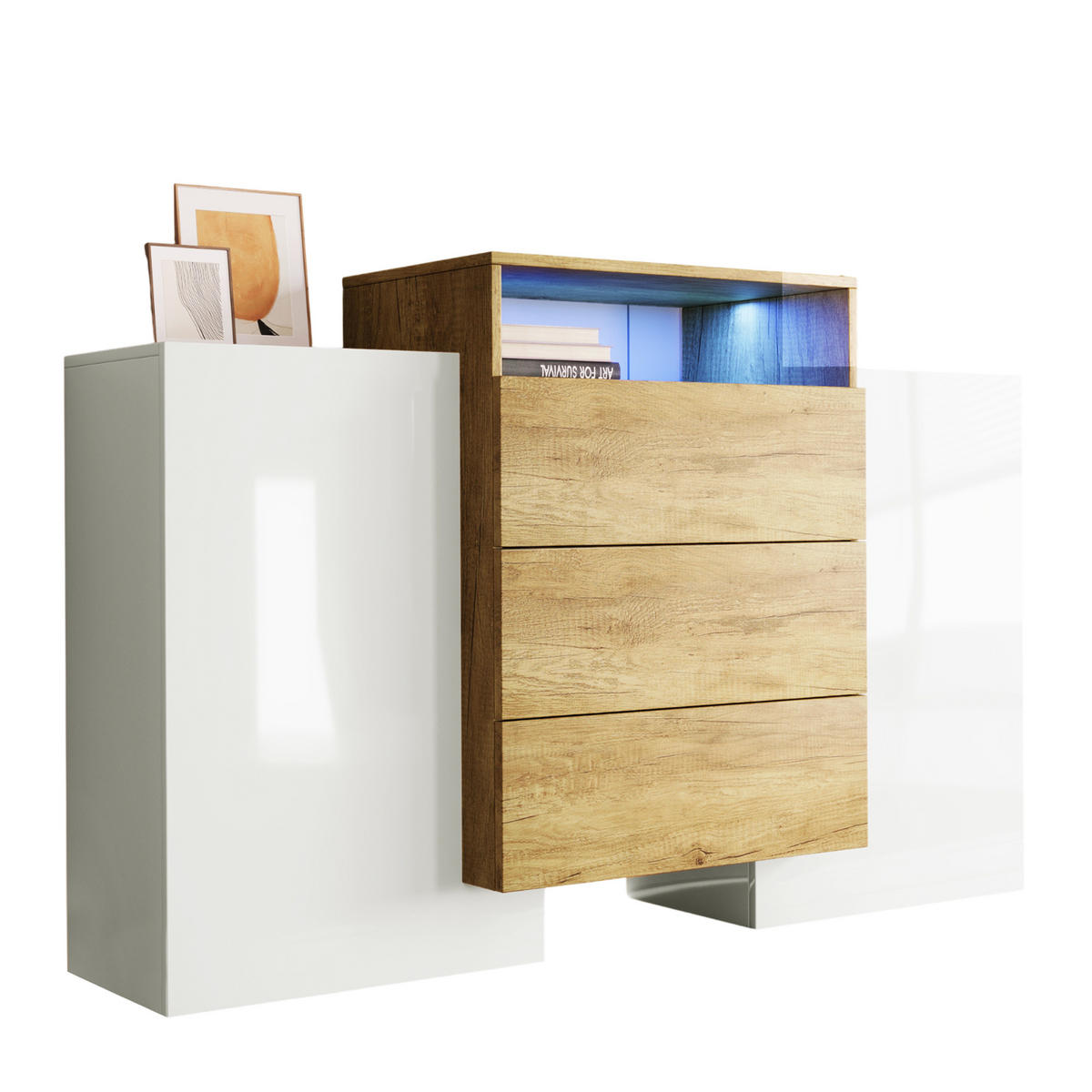 SIDEBOARD Weiß 140/30/77.5 cm - Weiß, Holzwerkstoff (30/77.5/140cm) - Urban Meuble