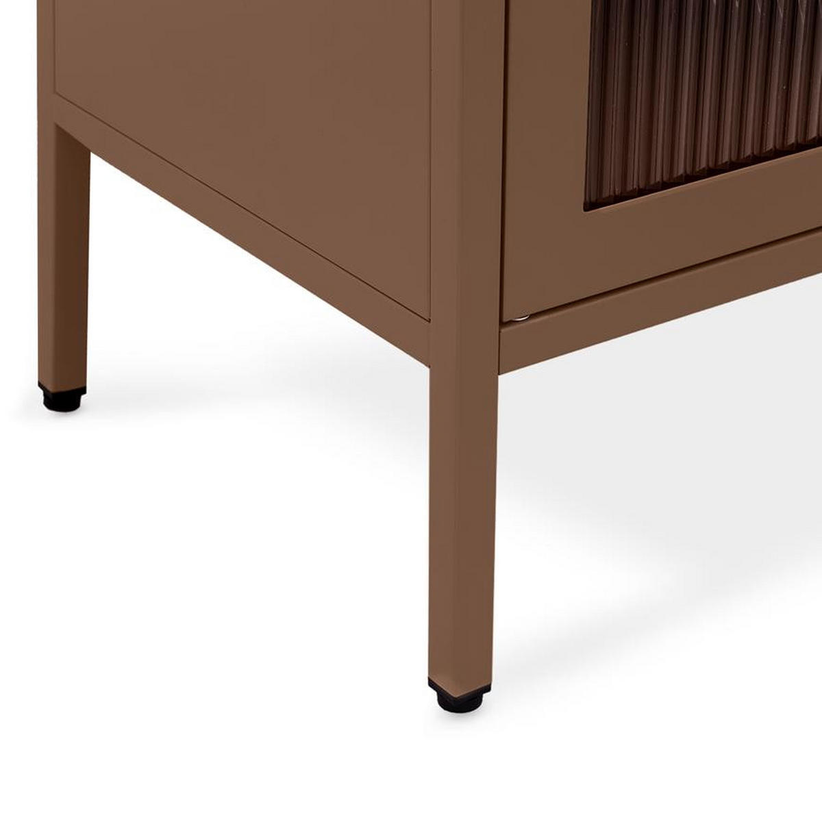 METALLREGAL H170cm 4 Türen 4 Fächer Braun und Geriffeltes Glas KIARA - Braun, Metall (35/170/80cm) - Sicaan