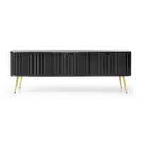 TV-SCHRANK Zova Schwarz mit goldenen Beinen 168 cm - Goldfarben/Schwarz, Holzwerkstoff/Metall (168/56/39cm) - Selsey