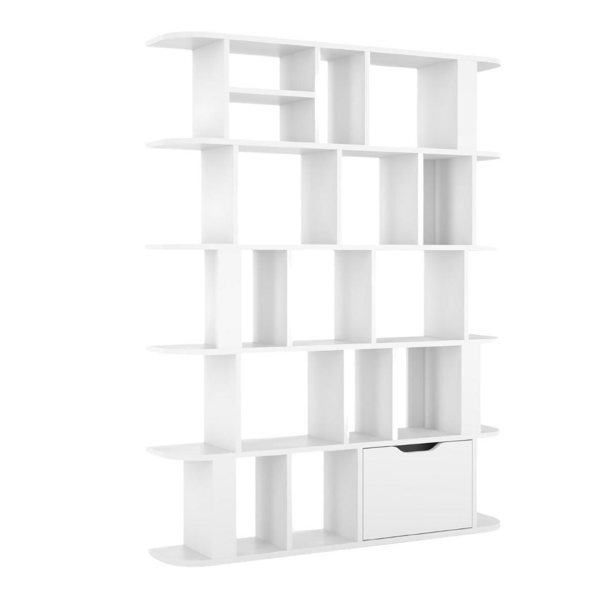 BÜCHERREGAL Sala, Weiß, Abgerundeten Kanten, 24 Fächern - Weiß, Holzwerkstoff (125/162/25cm) - Skandica