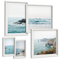 BILDER SET 5er Set - 50x50 cm & 20x30 cm & 40x60 cm Weißer Rahmen - Küstenlandschaftsblick - Weiß, Kunststoff (40/60cm) - TULUP