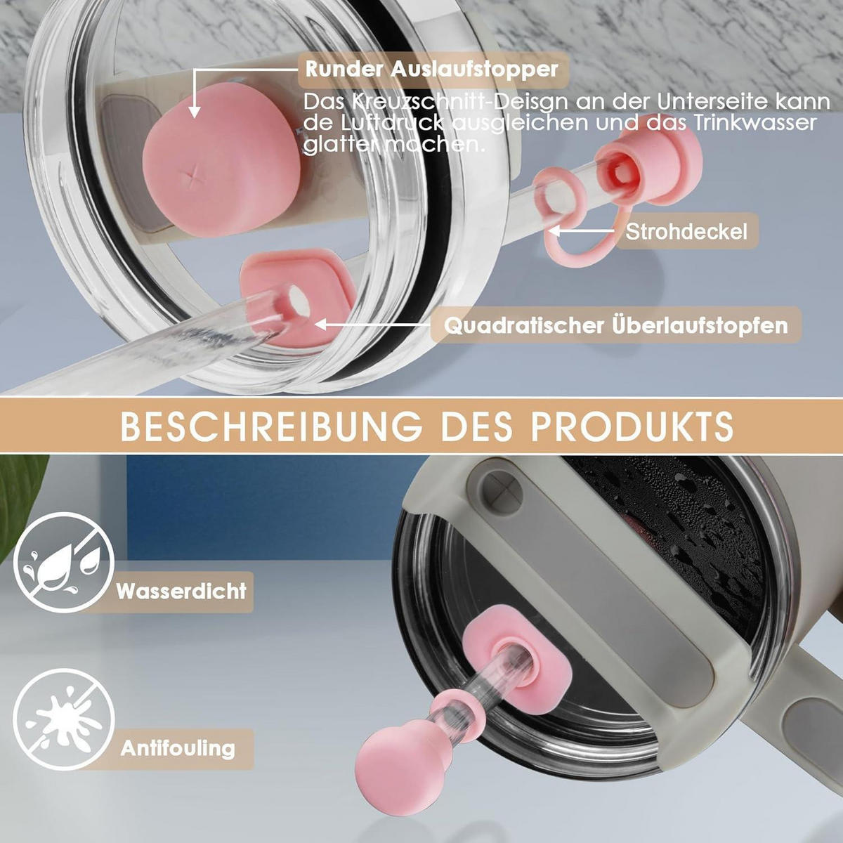 STROHHALM Zubehör 12-teiliges Set Rosa - Rosa, Kunststoff (6.5/1.5/6.5cm)