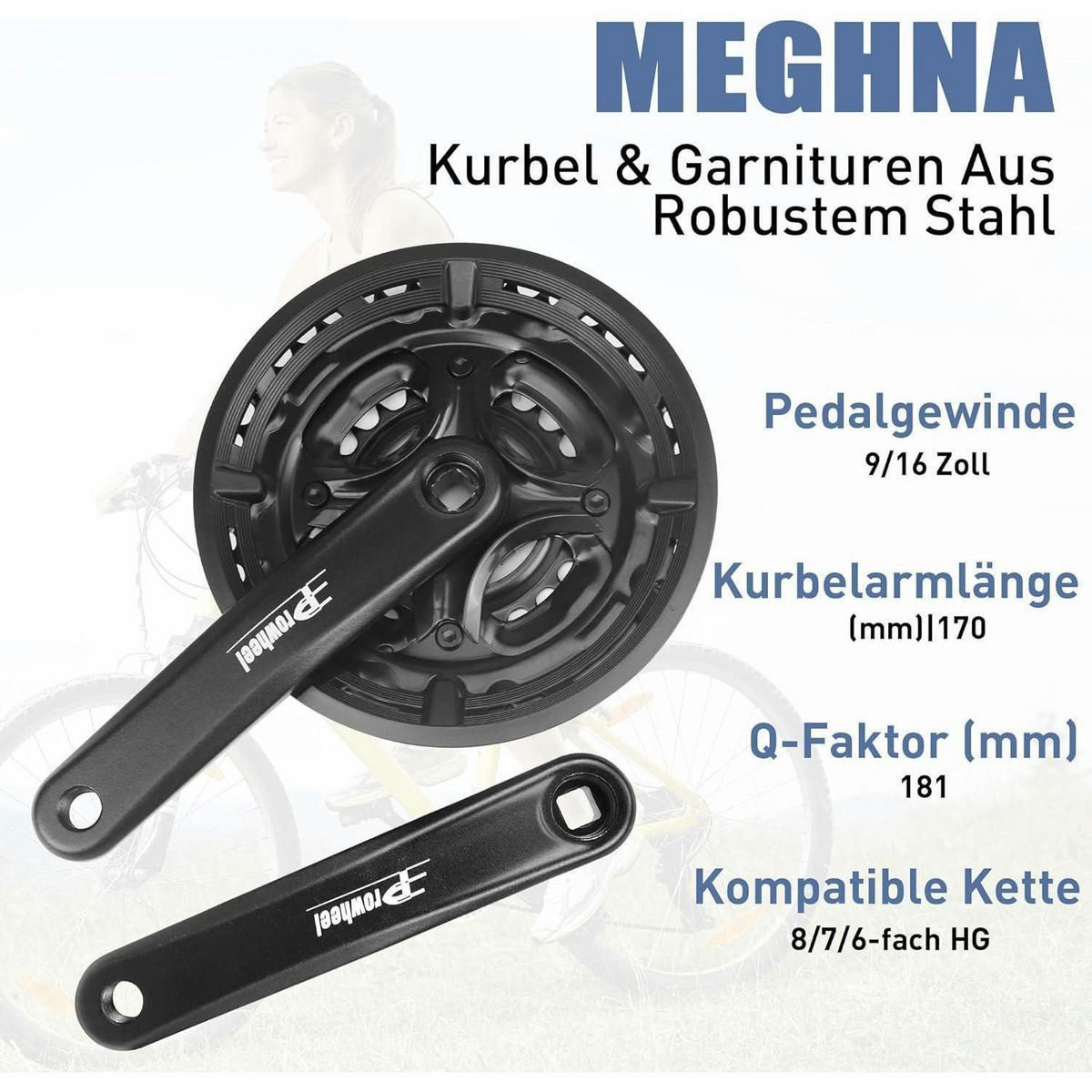KURBELGARNITUR 3x6/7/8-fach 42-34-24 Zähne 170 mm MTB Schwarz - Schwarz, Metall (17/2/18.6cm)