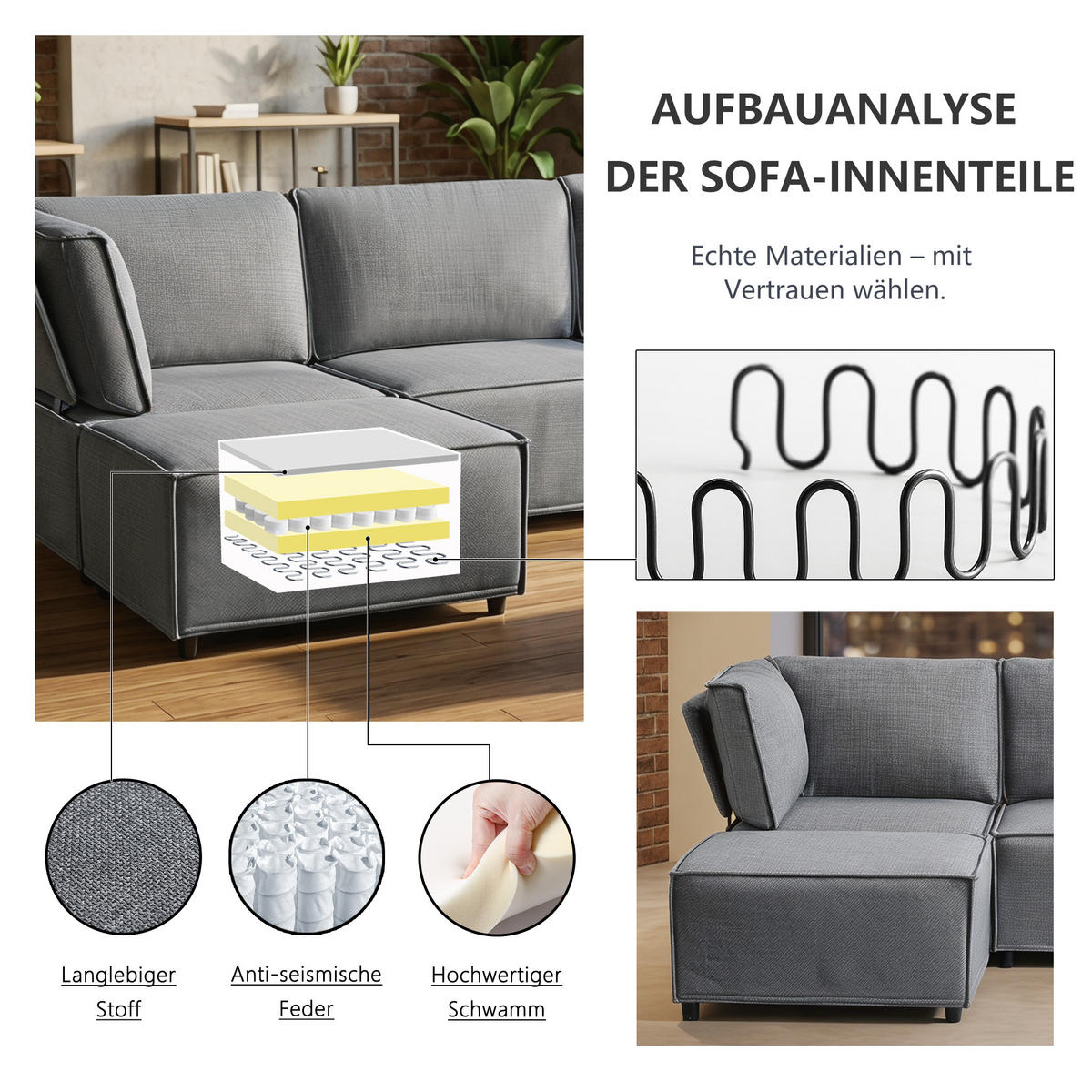 ECKSOFA DE-35021 modular Hellgrau - Hellgrau, Holzwerkstoff (154/238cm) - ComfortXL