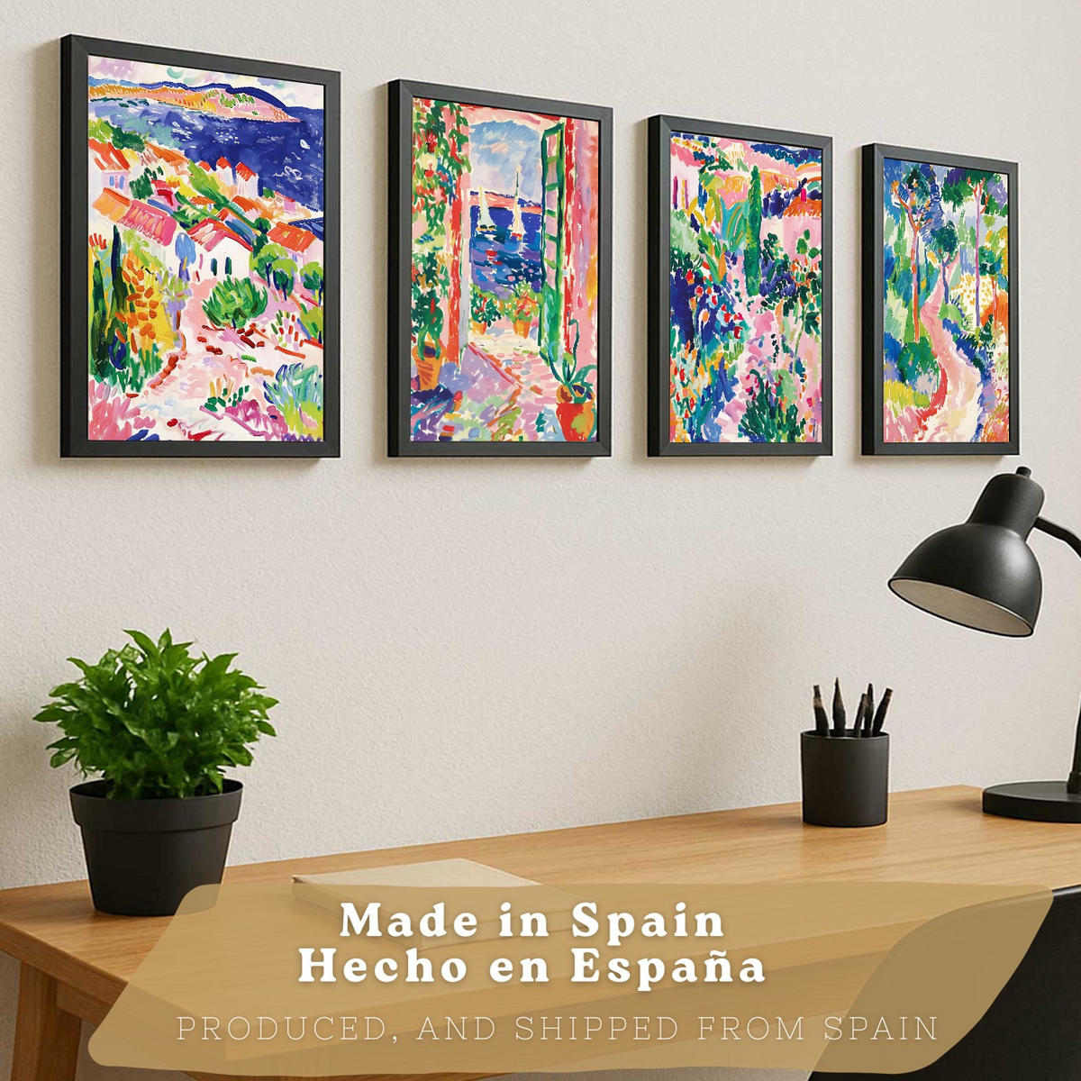 PLAKAT Sada 4 Cesta A3 Černý rám - černá, papír (29.7/1/42cm) - Nacnic