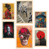 POSTER Set Mit 6 Graffiti Straßenkunst A3 & A4 Rahmen Aus Hellem Holz - Beige, Papier (29/3cm) - Nacnic