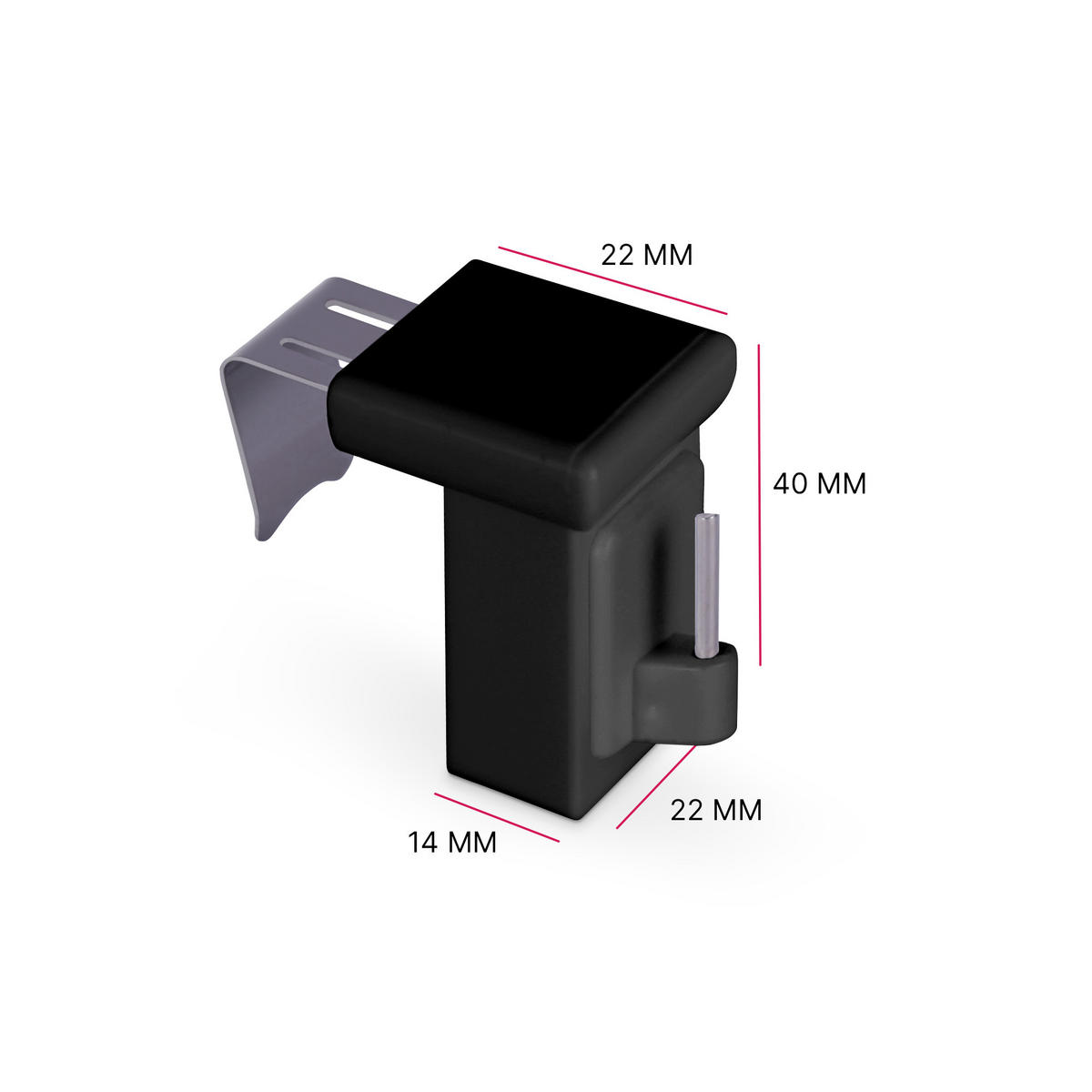 KLEMMTRÄGER für Vitragestangen 20er Pack - Schwarz, Kunststoff (2/4/4cm) - Bestlivings