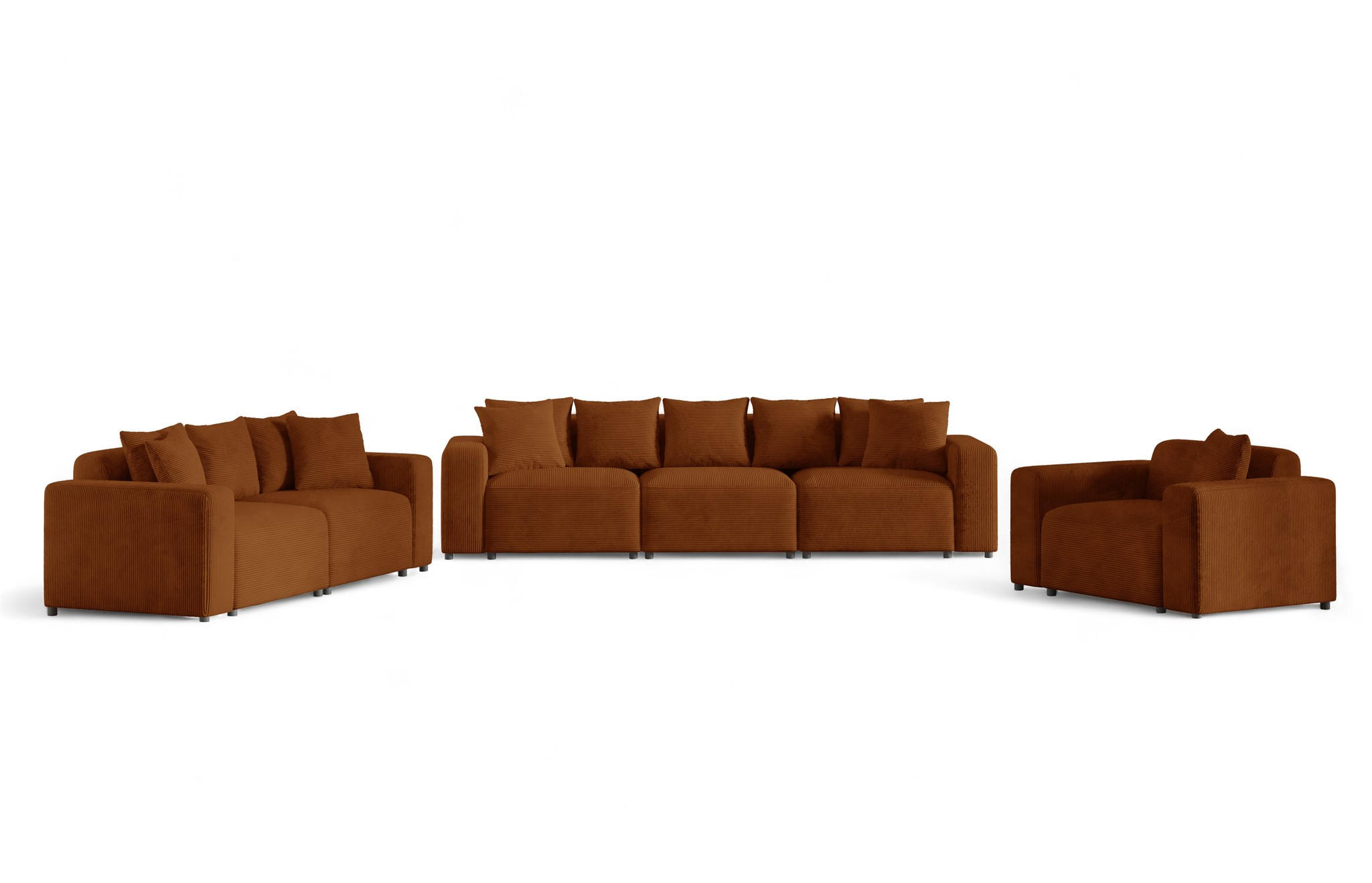 SOFASET Megan 3-2-1 In Poso - Rotbraun, Holzwerkstoff/Textil (327/75/98cm) - Fun Möbel