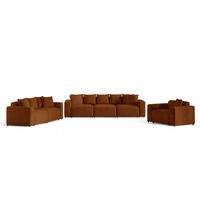 SOFASET Megan 3-2-1 In Poso - Rotbraun, Holzwerkstoff/Textil (327/75/98cm) - Fun Möbel