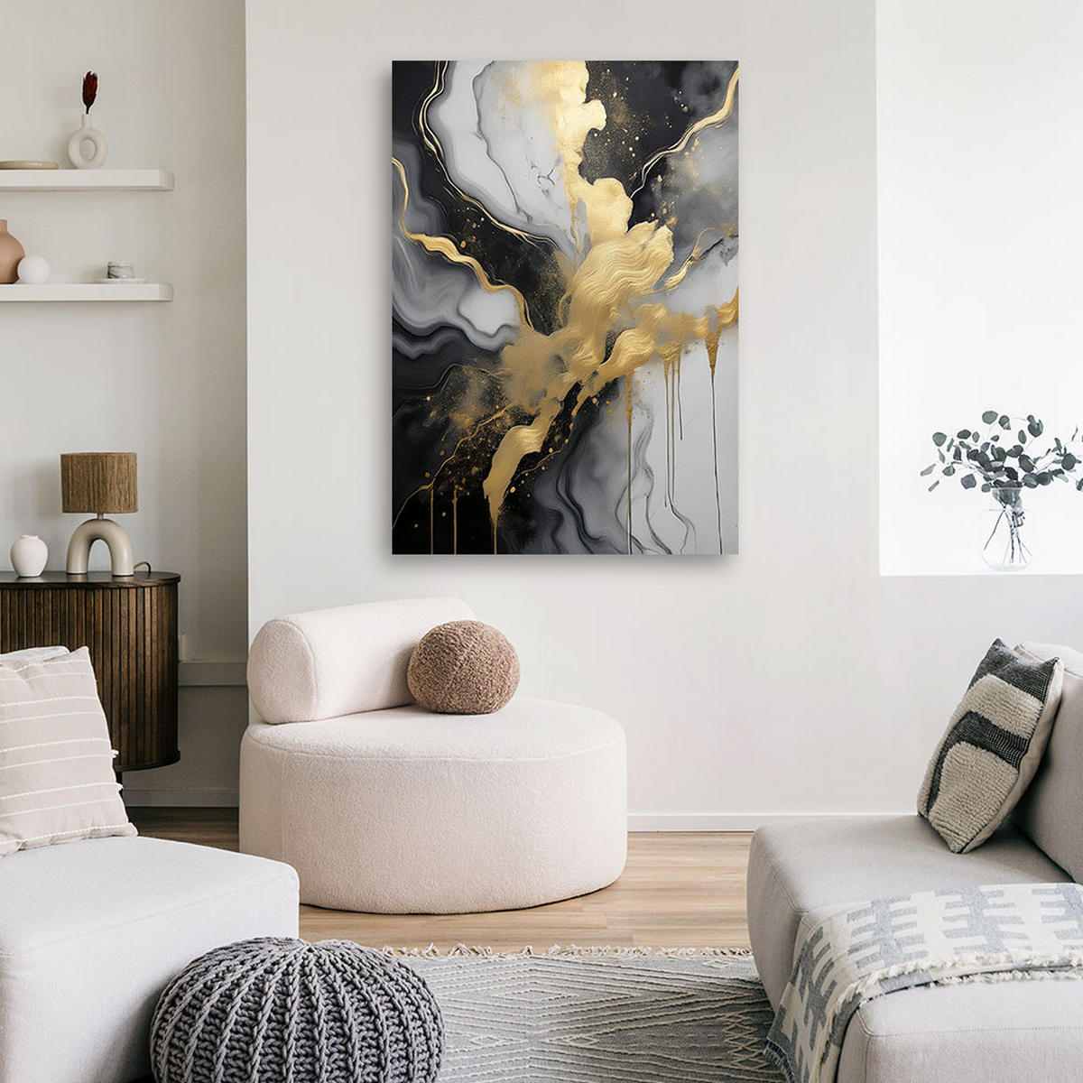 WANDBILD abstrakter glamour goldmarmor - Goldfarben, Textil (40/60cm) - Feeby