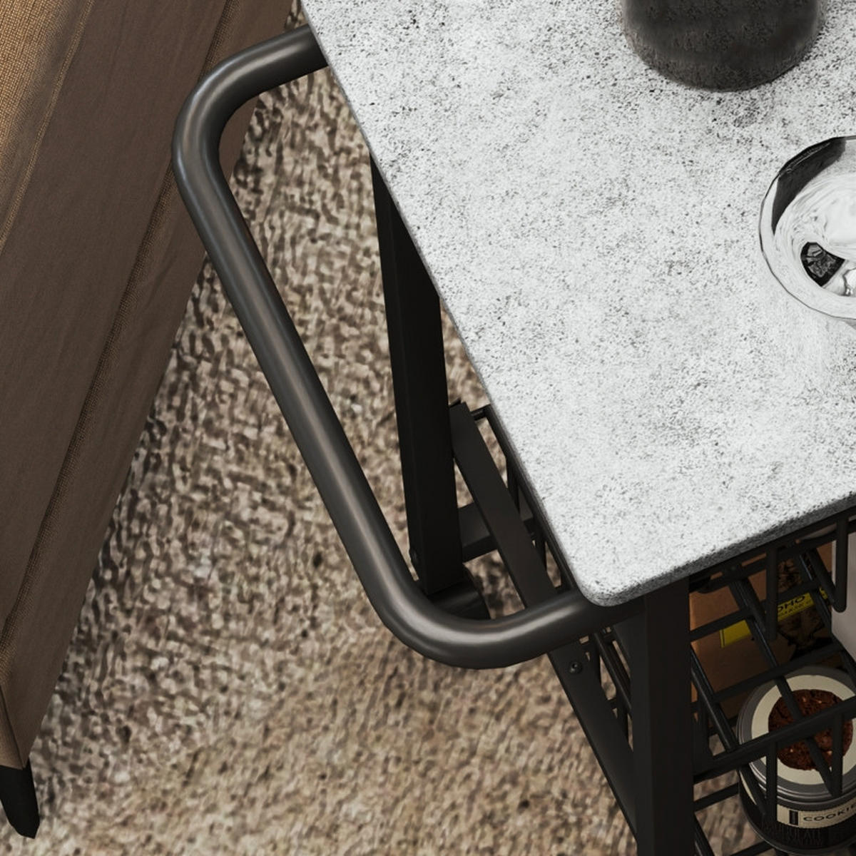 KÜCHENWOLLWAGEN 49.5x31x69cm Schwarz aus Stahl mit 3 herausziehbaren Körben & 4 Rollen - Schwarz, Holz (31/69/49.5cm) - Modfu