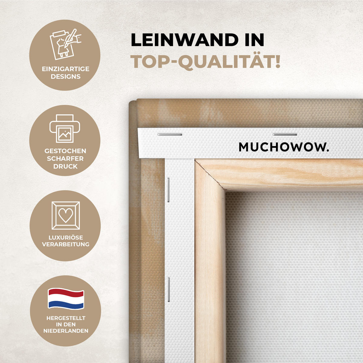 LEINWANDBILD Weihnachten - Hirsch - Geweih - Weihnachtskugel - Rentier XXL 150x100 cm - Hellbraun, Textil (150/100cm) - MuchoWow