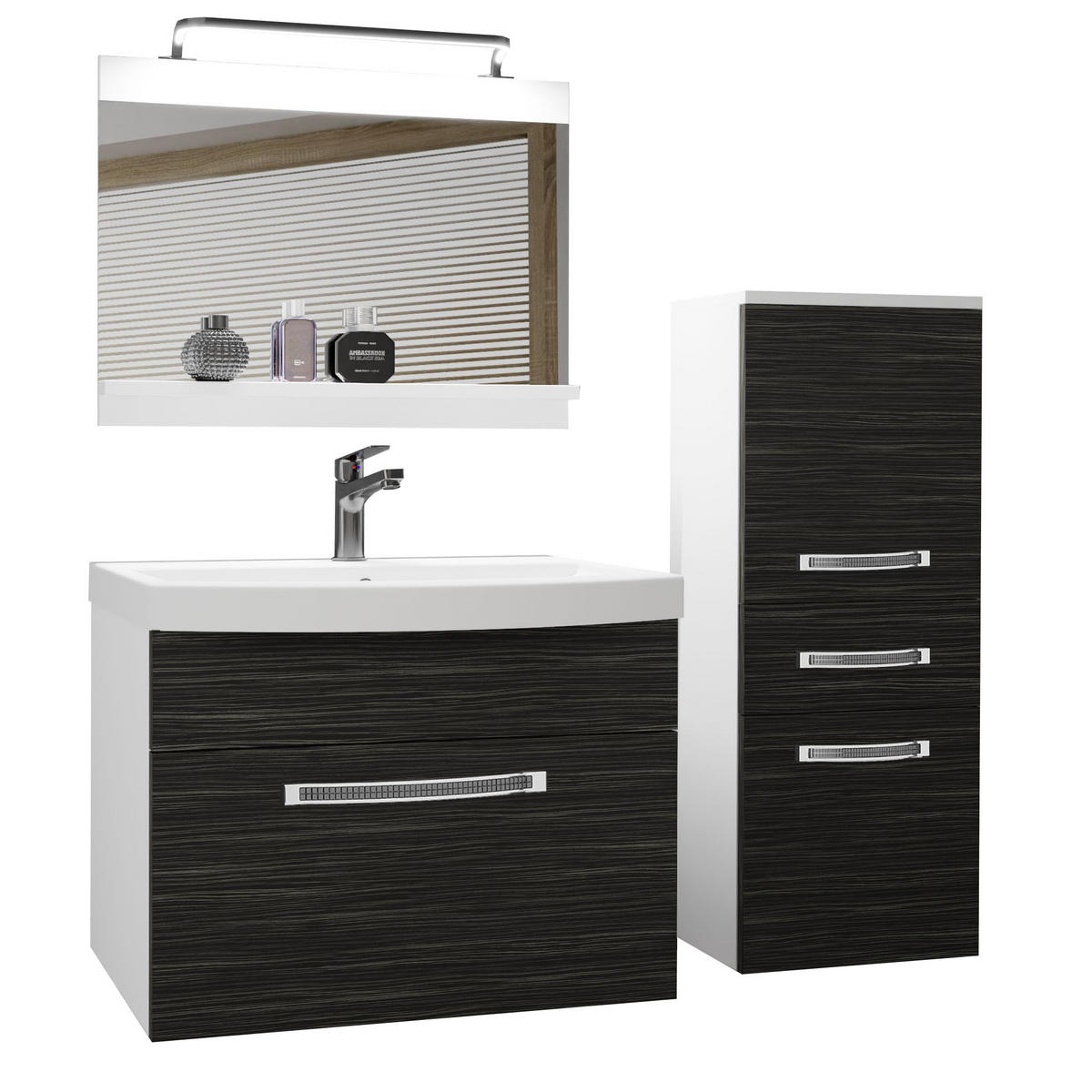 BADMÖBEL Badezimmer Königliches Ebenholz, Matt - Braun, Holz (100/81/40cm) - B BELINI GROUP