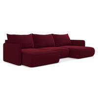 WOHNLANDSCHAFT Samt Stoff Rot - Bordeaux/Rot, Kunststoff/Textil (290/86/148cm) - Makamii