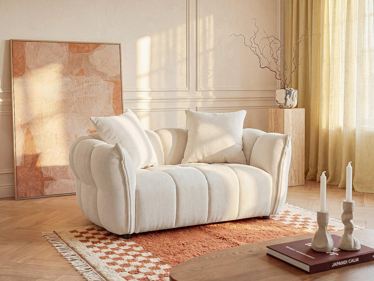 SOFA - 2 Personen - stoff - gebrochenes weiß Kimaca - Weiß, Textil (164/69/96cm) - Vente-Unique