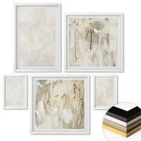 WANDBILDER 5er-Set - 50x50 cm & 20x30 cm & 40x60 cm Weißer Rahmen - Helles Strukturfarbendesign - Weiß, Kunststoff (40/60cm) - ArtPrintCave