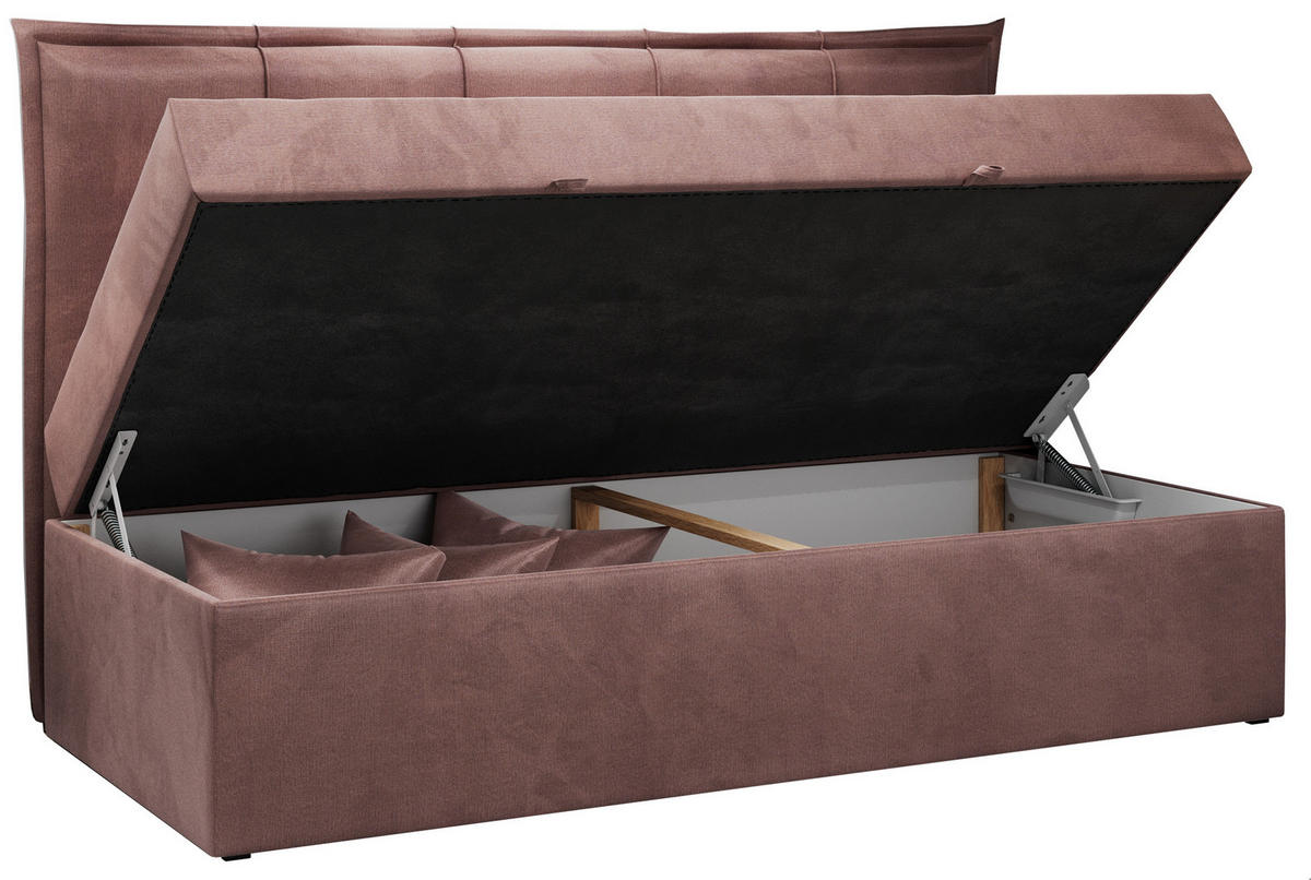 BOXBETT BANCO 90/200 Rosa Velvet hydrophob - H3 - Rosa, Holz/Textil (90/200cm) - MKS