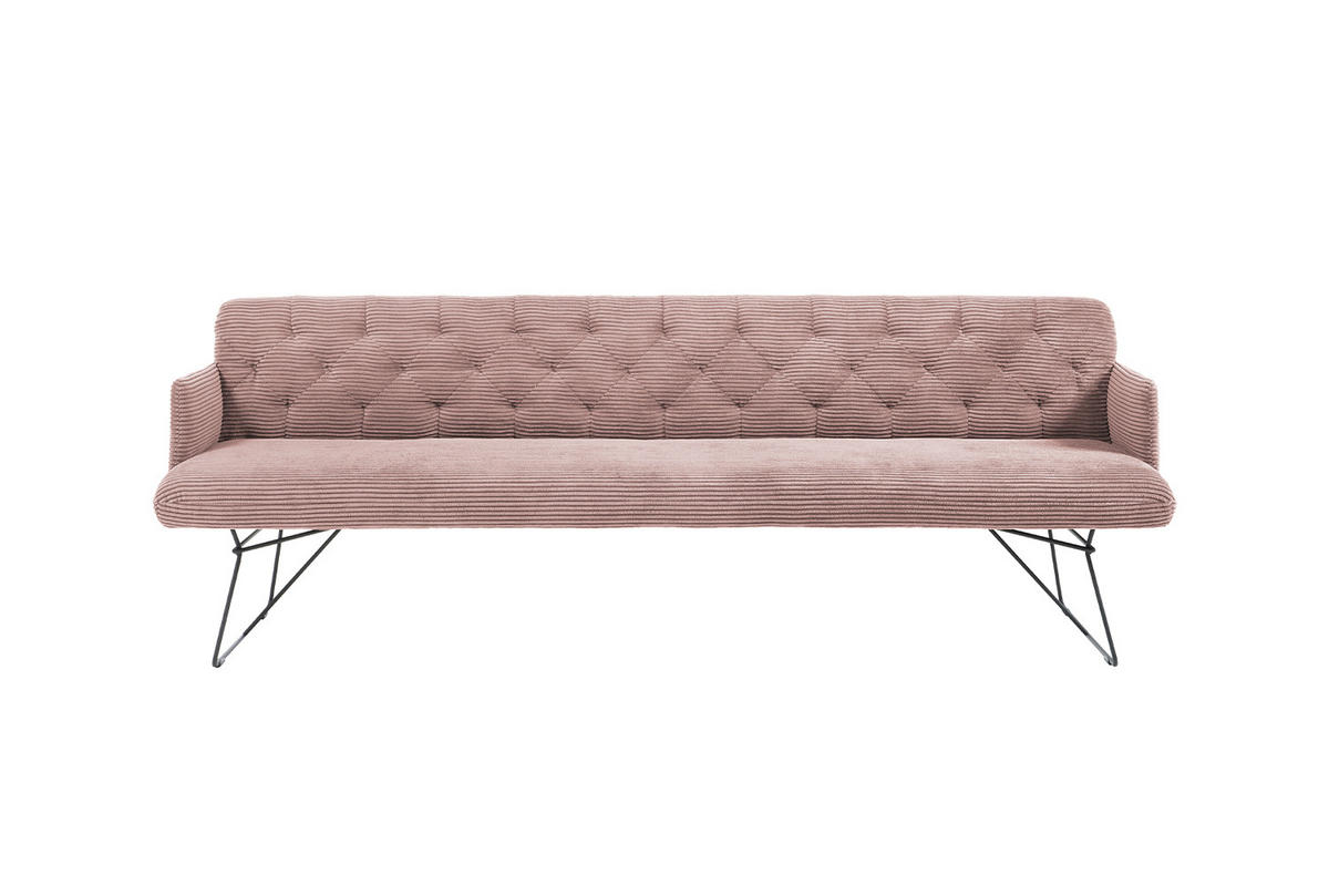 ESSZIMMERBANK CHARME Pink Cord - Pink/Rosa, Textil (246/85/69cm) - KAWOLA