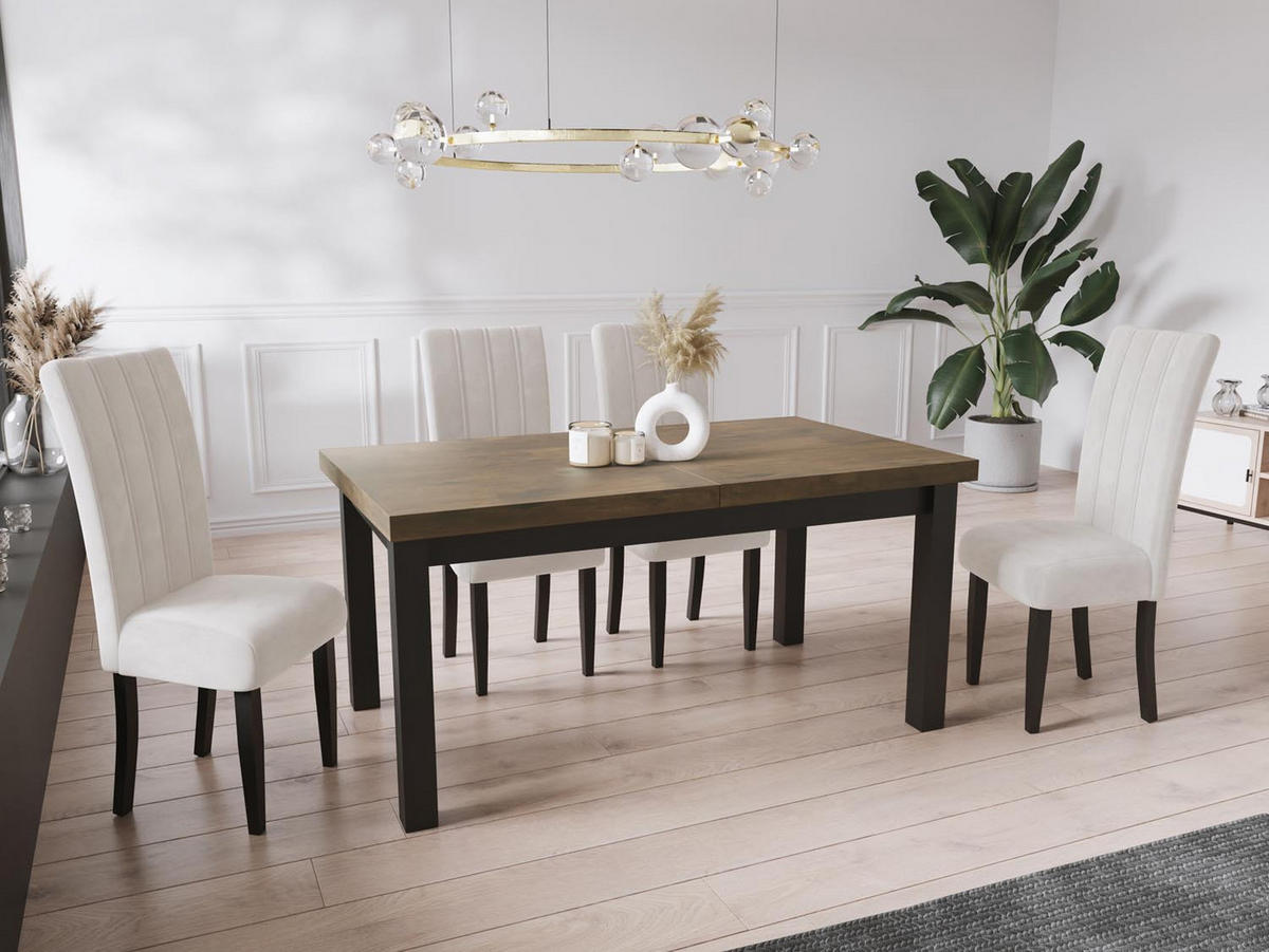 ESSTISCH Gemini rechteckig ausziehbar, Lefkas Eiche 170-250/90/78 cm - Alteiche/Schwarz, Holz/Holzwerkstoff (170/90/78cm) - WFL GROUP