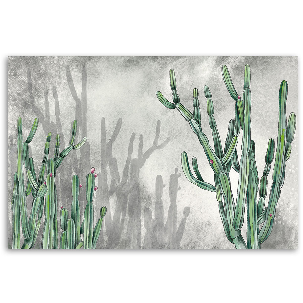 WANDBILD großer wüstenkaktus - Silberfarben, Textil (60/40cm) - Feeby