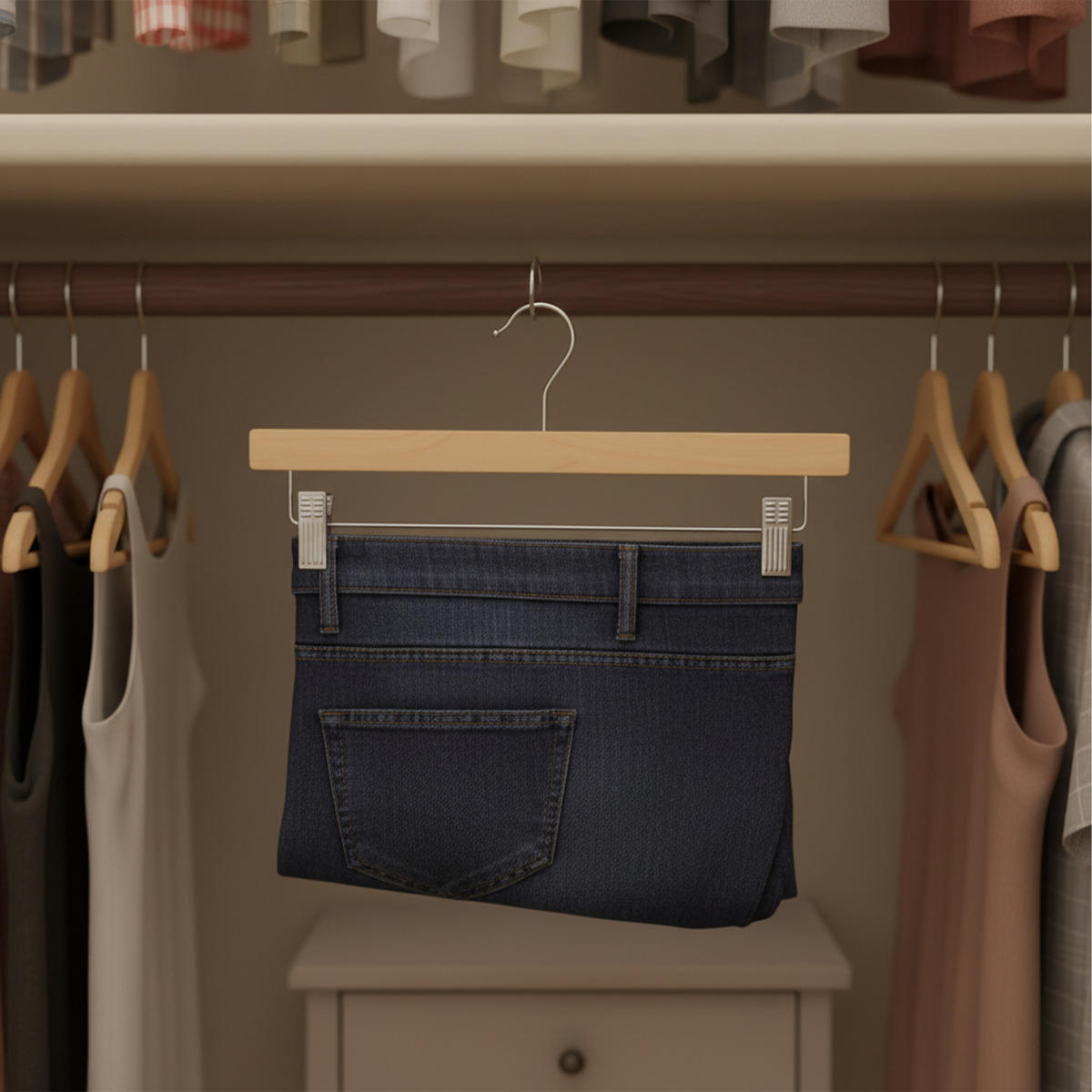 OBEŠALNIK za hlače - večbarvno, kovina/les (35.5/16/2.5cm) - Relaxdays