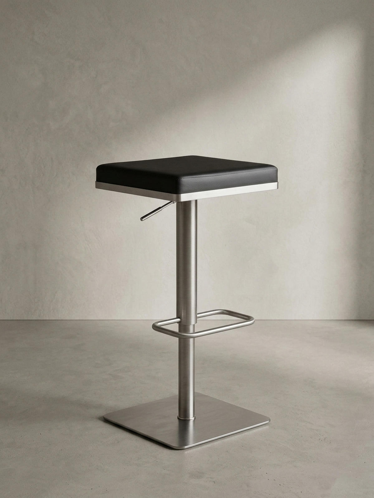 BARHOCKER – Schwarz, Kunstleder, Edelstahl, höhenverstellbar, drehbar, gepolstert, Modern - Silberfarben/Schwarz, Kunststoff/Textil (37/82/37cm) - KADIMA DESIGN