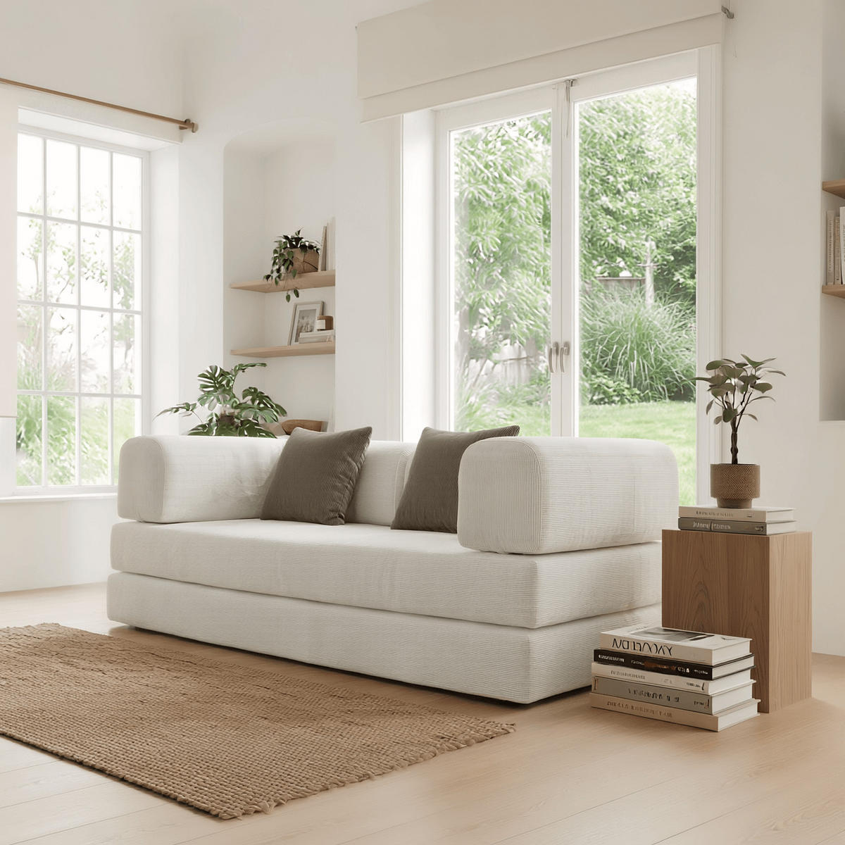 SCHLAFSOFA Kaia Weiß Braun - Weiß, Textil (180/70/100cm) - COCO Living