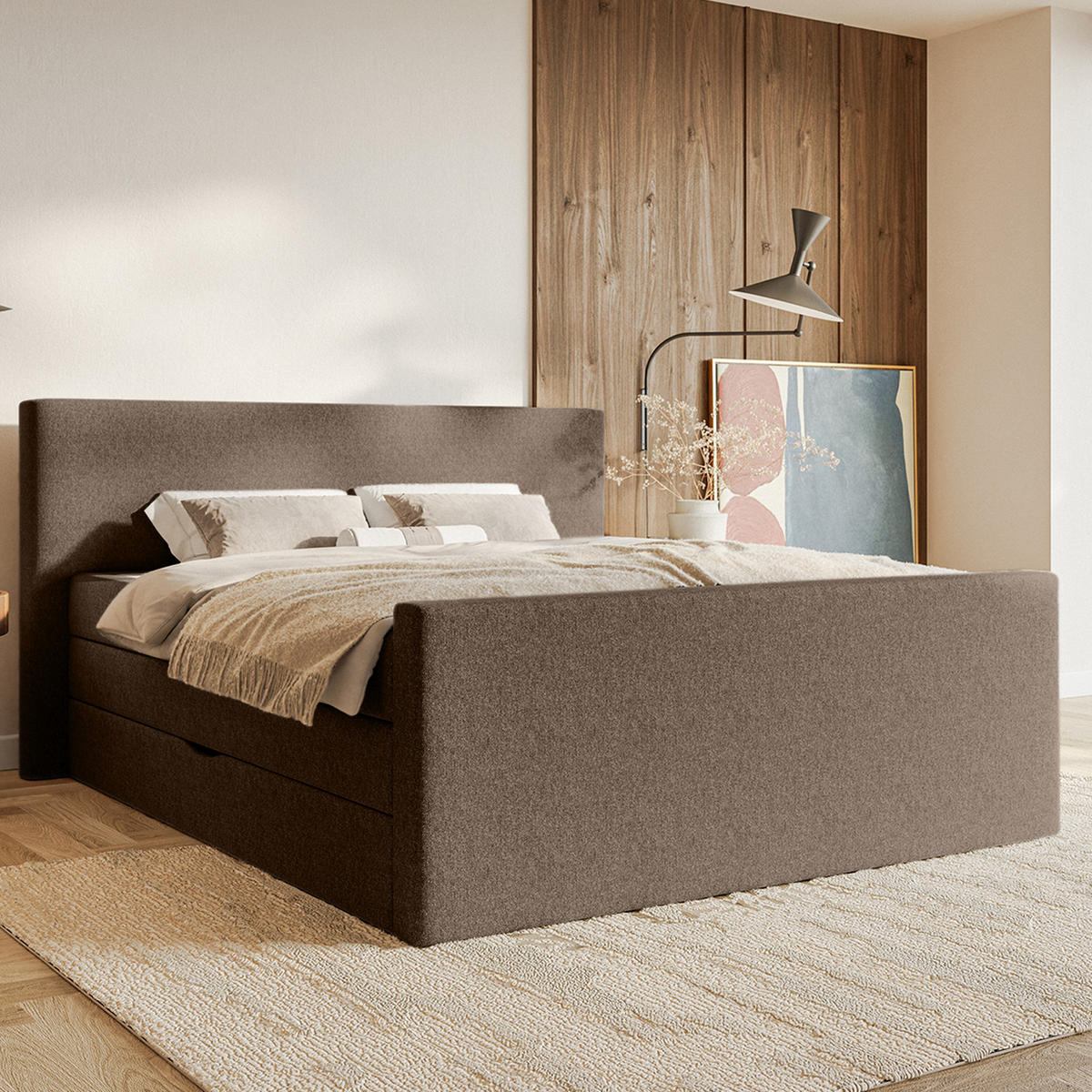 BOXSPRINGBETT VELIPOJA EASY CLEAN 160x200 cm, Braun - Braun, Textil (160/200cm) - Fedve