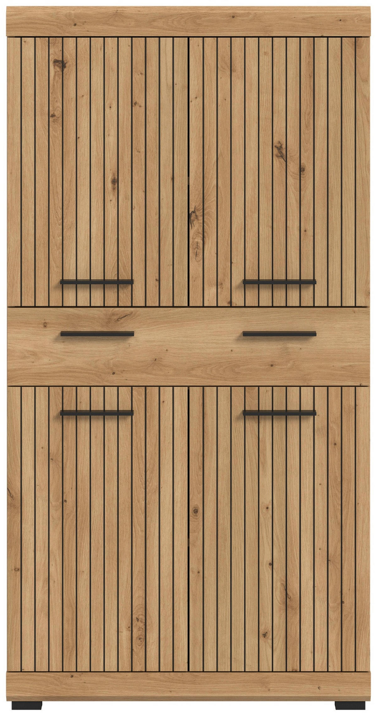 MIDISCHRANK Eiche Artisan 74 x 143 cm, Badschrank mit viel Stauraum - Schwarz/Eiche Artisan, Holzwerkstoff/Kunststoff (74/143/31cm) - Inn.Furn