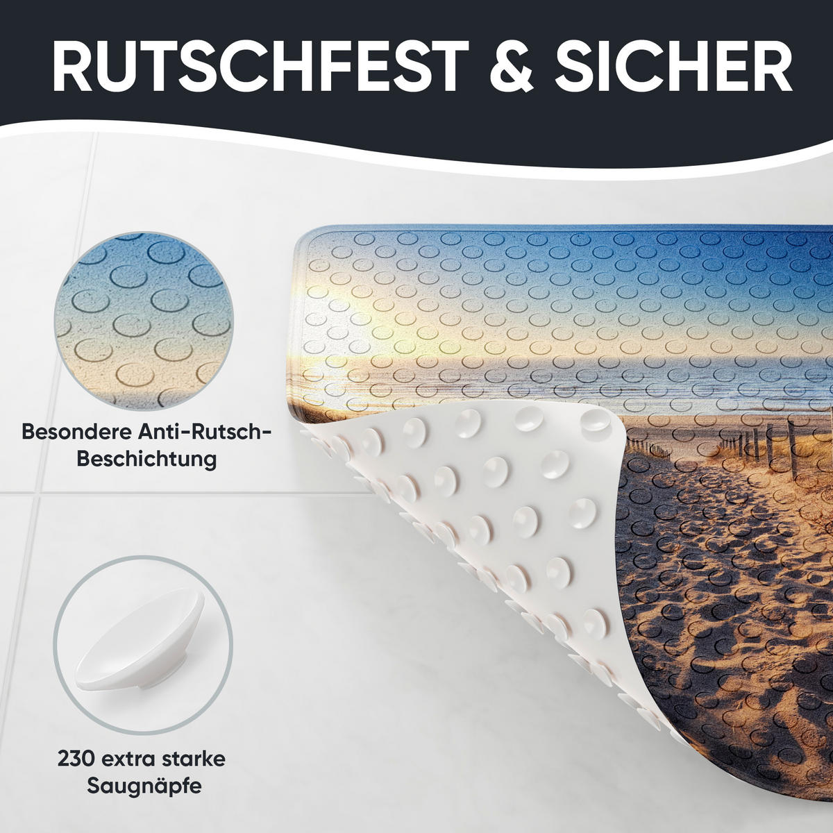 BADEMATTE Düne - Beige, Kunststoff (53/53cm) - Sanilo