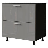 SCHUBALADENUNTERSCHRANK Essen D2A/90/1A Grau Hochglanz / Schwarz Matt 90 / 50 / 82cm - Schwarz/Grau, Holz/Holzwerkstoff (90/82/50cm) - Feldmann-Wohnen