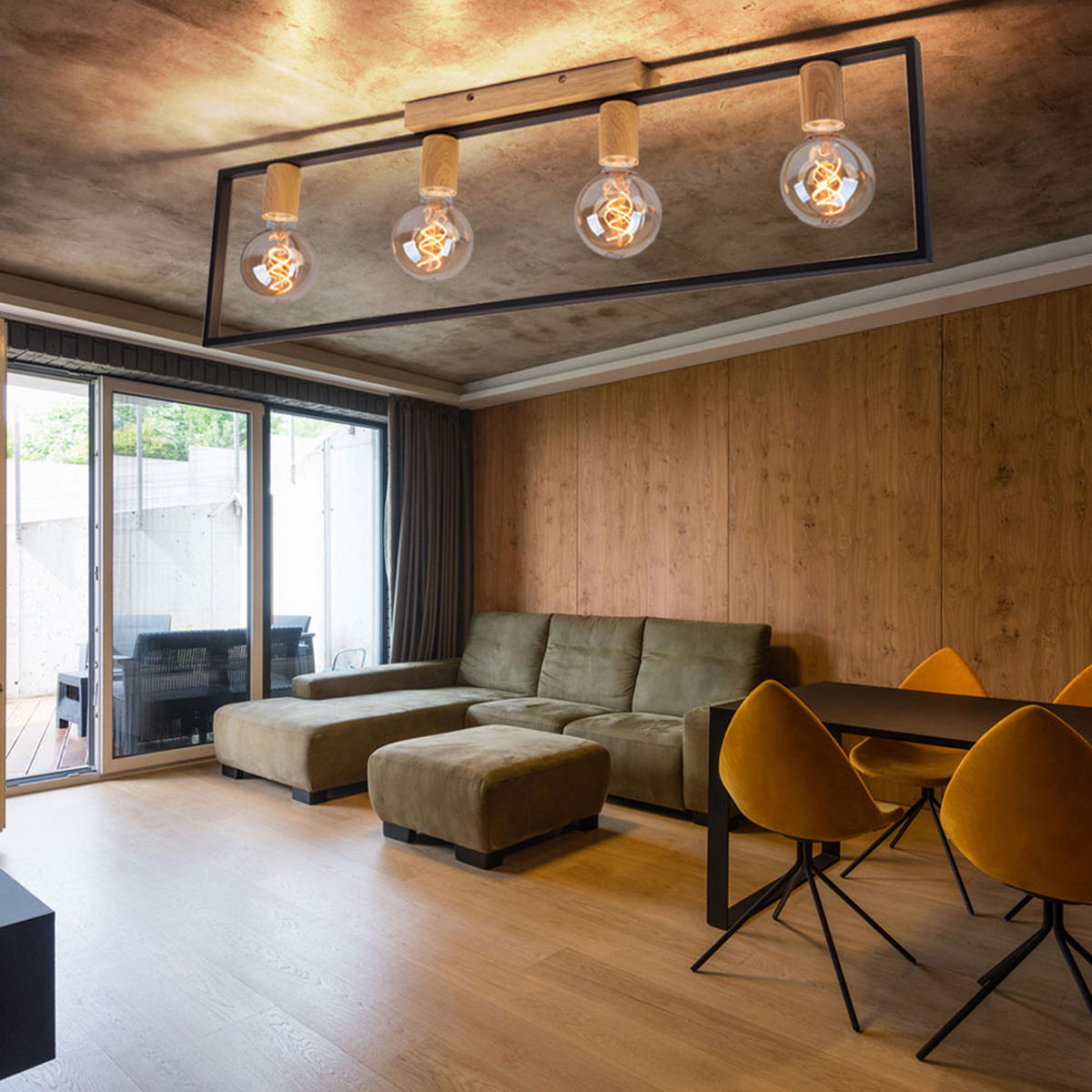 LED DECKENLEUCHTE Metall Braun 4 Flammig - Braun, Holz (90/6.5/26cm) - Globo Lighting