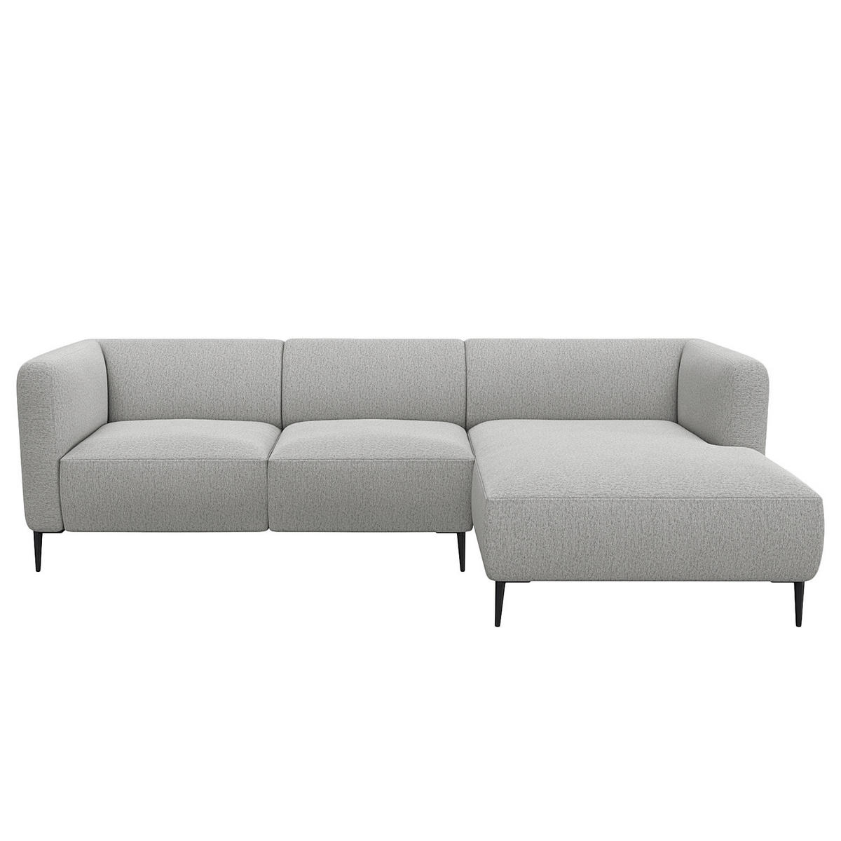 2,5-SITZER ECKSOFA mit Longchair - Hellgrau/Schwarz, Textil/Metall (271/148cm) - home24