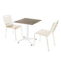 GARTENSET 3-tlg., Marmorbeigefarbe/Elfenbeinfarbe - Beige/Creme, Metall - Oviala