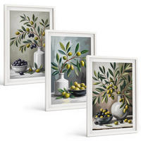 BILDER SET 3er Set - 40x60 cm Weißer Rahmen - Keramik olivgrau - Weiß, Kunststoff (40/60cm) - TULUP