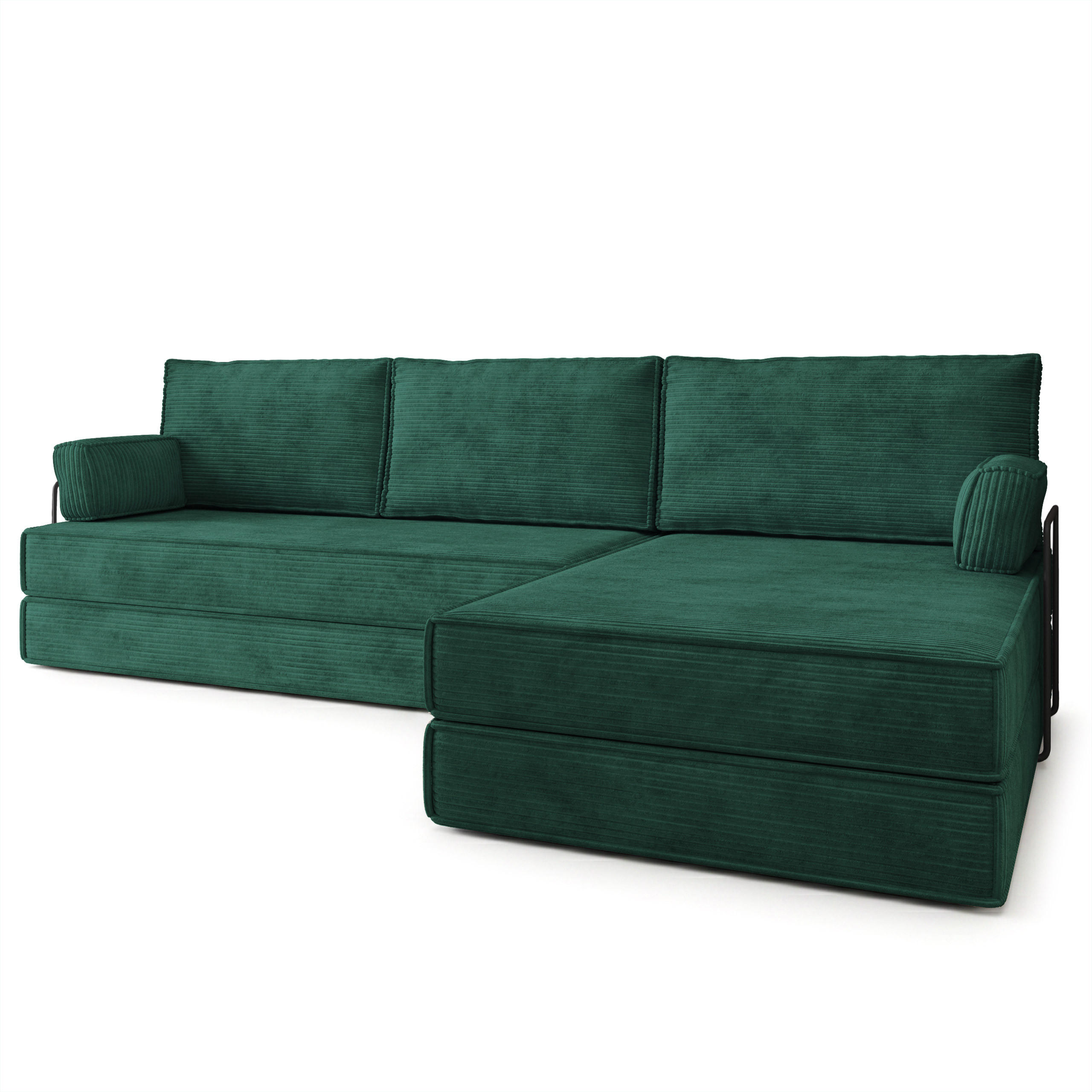 ECKSOFA ANKO modulares Boneless Sofa mit Schlaffunktion Grün Kordstoff - Grün, Textil (270/160cm) - MASSENO