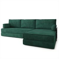 ECKSOFA ANKO modulares Boneless Sofa mit Schlaffunktion Grün Kordstoff - Grün, Textil (270/160cm) - MASSENO